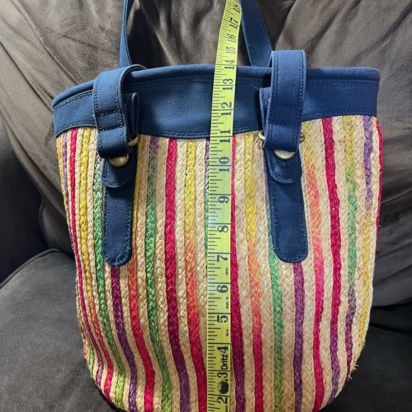 Lucky Brand straw/raffia shoulder bag with adjustable canvas straps - Picture 2 of 14
